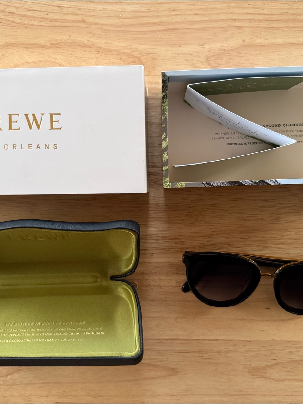 KREWE CLIO Sunglasses Nylon Black Gold Shadow 24K w/ Case and Box. Retails $358